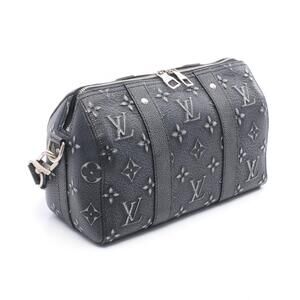 Louis Vuitton Leather Keepall Charcoal Gray Black Bag Monogram City Shoulder